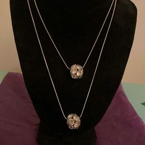 Double rhinestone ball necklace